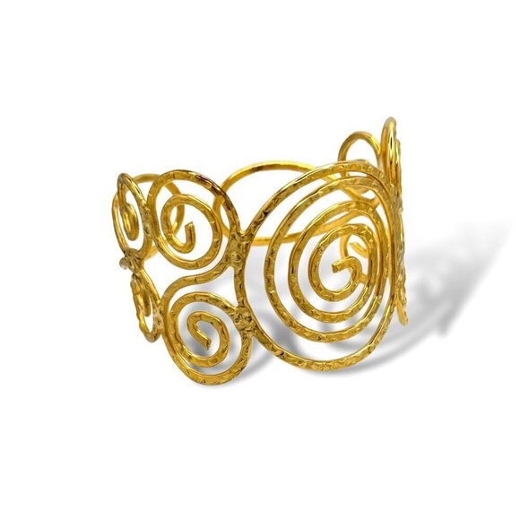 NWT Gold Upper Arm Cuff Armlet Armband Forearm Bangle Bracelet - Picture 10 of 12